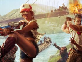 dead island 2 characters killing zombies poster