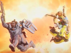 gibraltar and conduit celebrating mid-air in apex legends ignite trailer