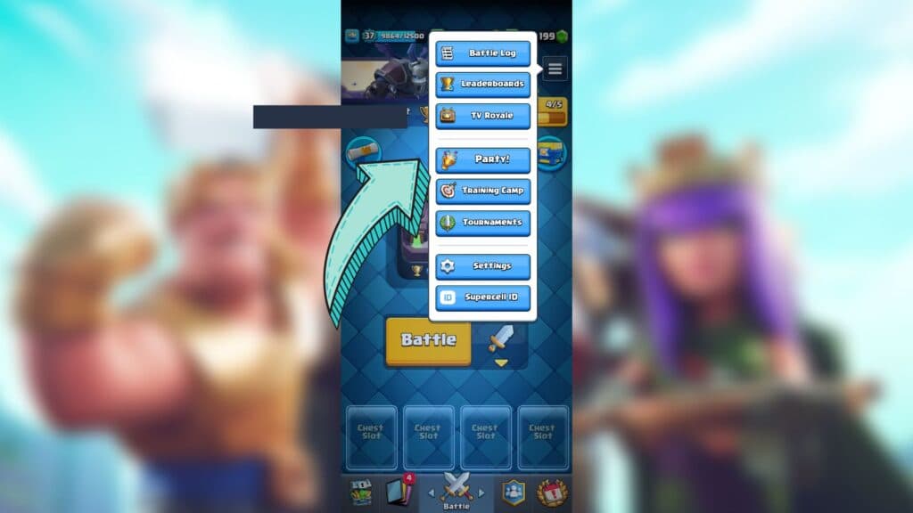 ¡Fiesta!  modo en la interfaz de usuario de Clash Royale