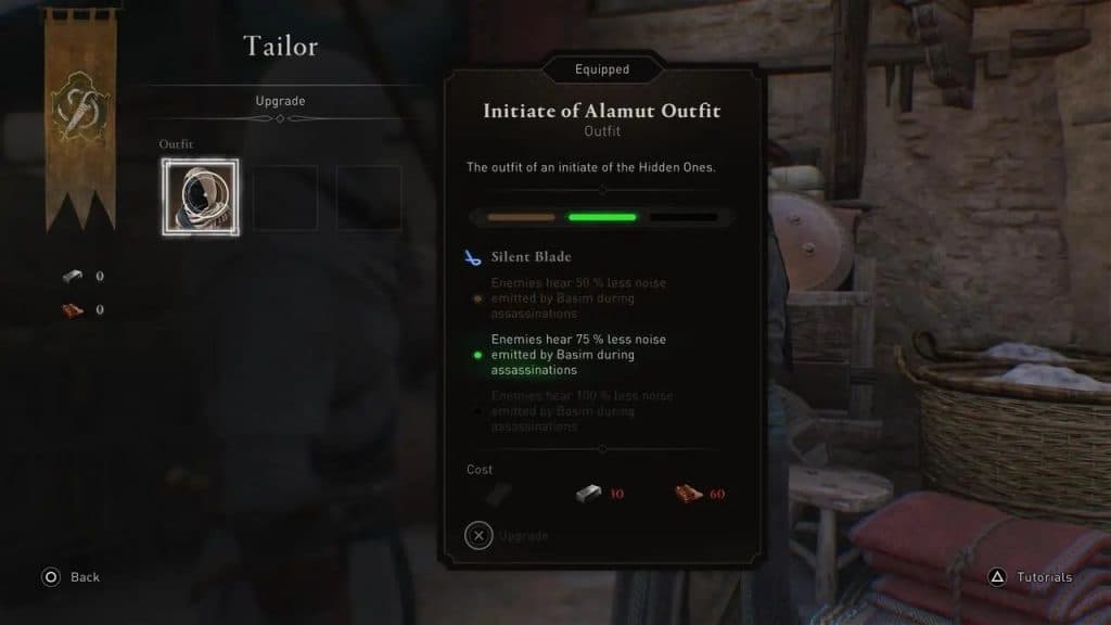 Menú de actualización personalizado en Assassin's Creed Mirage