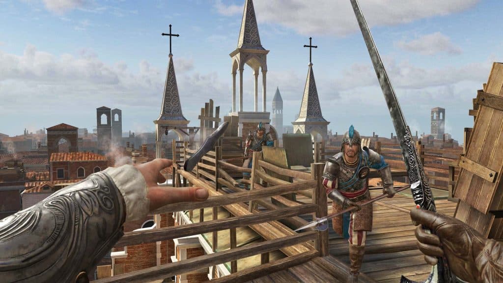 Ezio con espada en Assassin's Creed Mirage