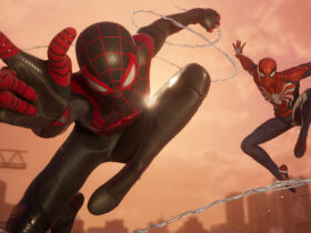 Miles Morales and Peter Parker swinging in Spider-Man 2