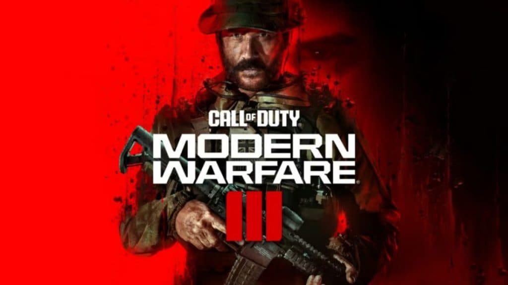 Personaje sosteniendo un arma en el póster de Modern Warfare 3.