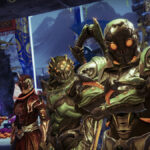 Three guardians lining up with the new creepy crawly armor in Destiny 2