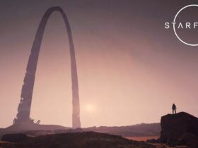 starfield player observing the gateway arch on earth