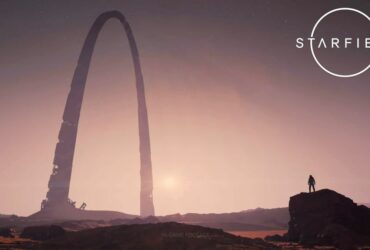 starfield player observing the gateway arch on earth