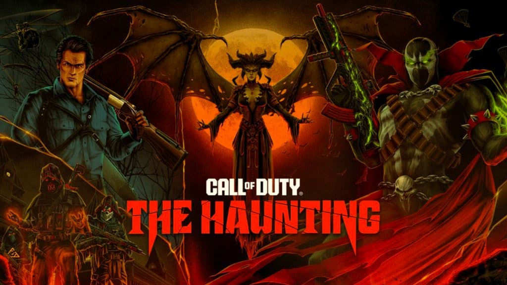 Portada del evento The Haunting con Ash Williams, Diablo Lilith y Spawn