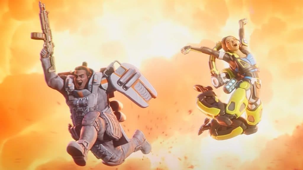 Gibraltar y Conduit celebran en el aire en el tráiler de Apex Legends Ignite