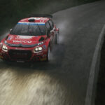 Car racing in rain in EA Sports WRC