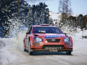 Car racing in snow in EA Sports WRC