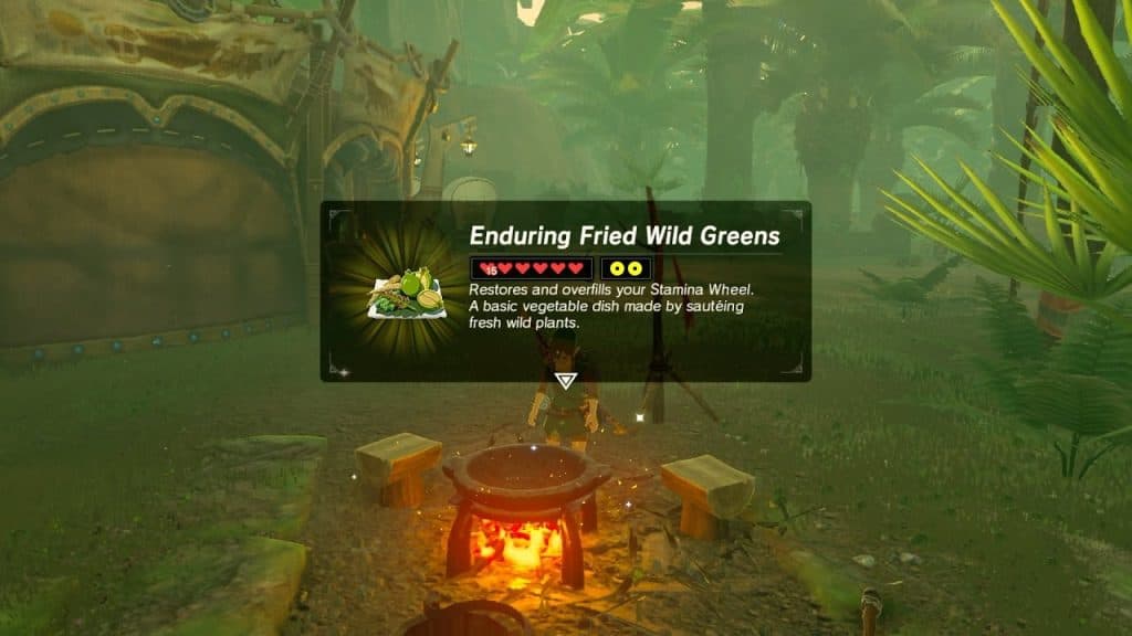 Link parado frente a una olla en el bosque de Korok, Hyrule, en Zelda Breath of the Wild