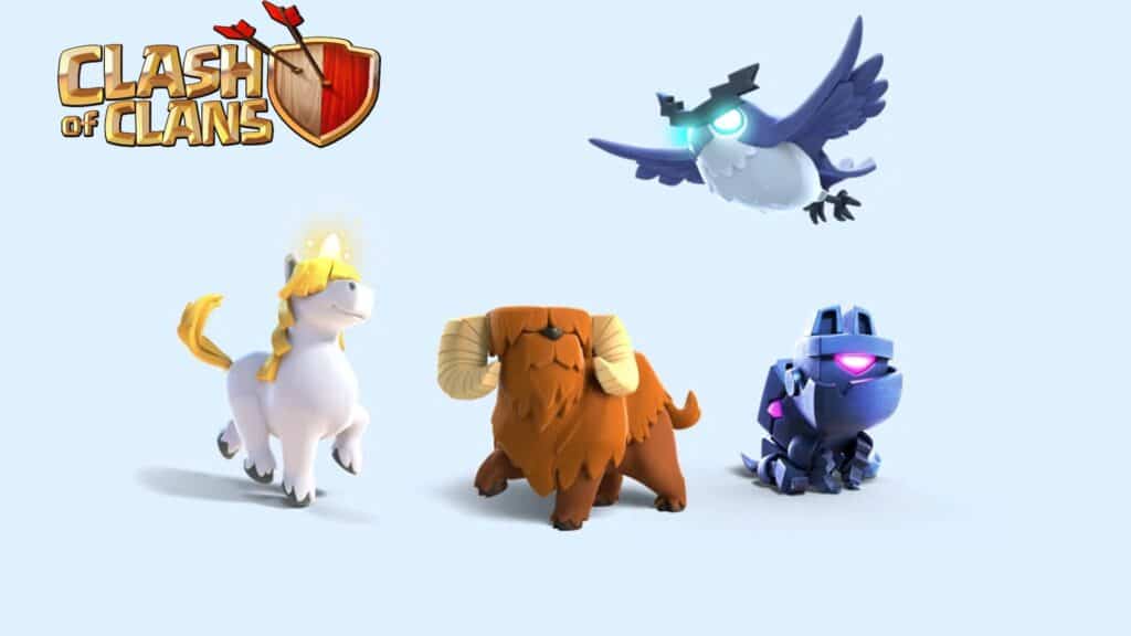 Mascotas Unicornio, Mighty Yak y Electro Owl en Clash of Clans