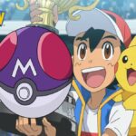 ash ketchum with a pokemon go master ball cup and pikachu