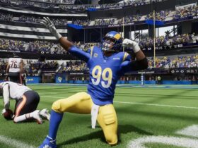 Aaron Donald celebrating Madden 24