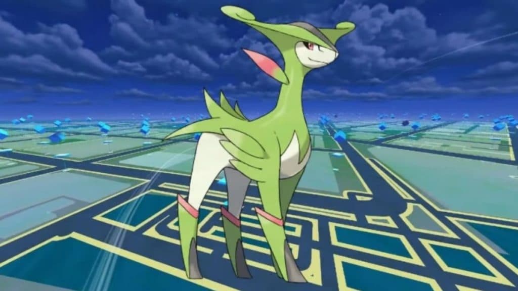 pokemon go especie legendaria virizion con fondo de juego