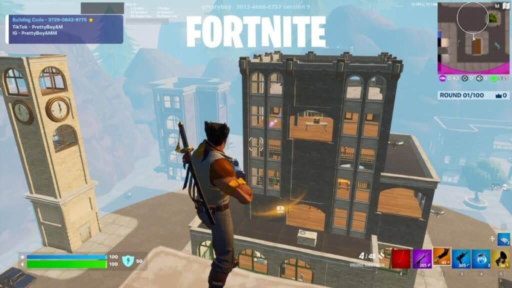 Mapa inclinado de No Build Zone Wars en Fortnite