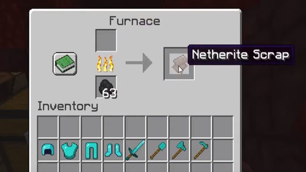 Receta de elaboración para hacer chatarra de Netherite en Minecraft