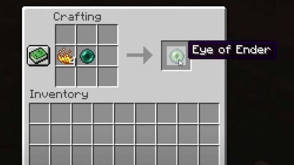 Receta de elaboración del Ojo de Ender en Minecraft