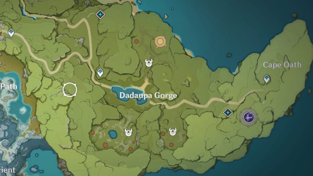 Genshin Impact Mapa del desfiladero de Dadupa