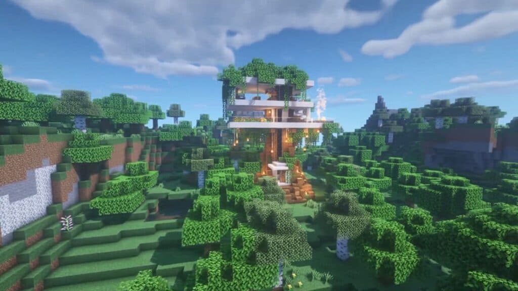 Casa en el árbol moderna en Minecraft