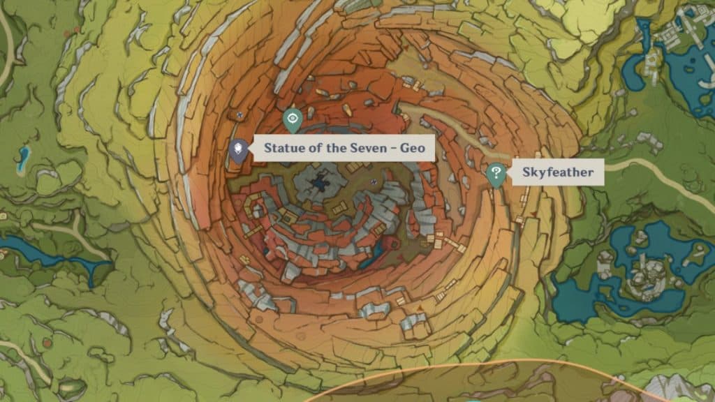 Ubicación de Skyfeather en la región de The Chasm