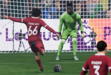 Trent Alexander-Arnold taking a penalty in EA FC 24