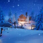 Fortnite Christmas house surrounded by snow in Winterfest