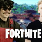 tfue and dr disrespect with fortnite logo and background