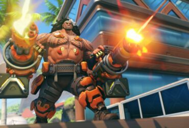 Mauga firing miniguns in Overwatch 2