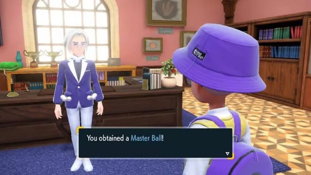 Jugador de Pokémon Escarlata y Violeta obteniendo la Master Ball