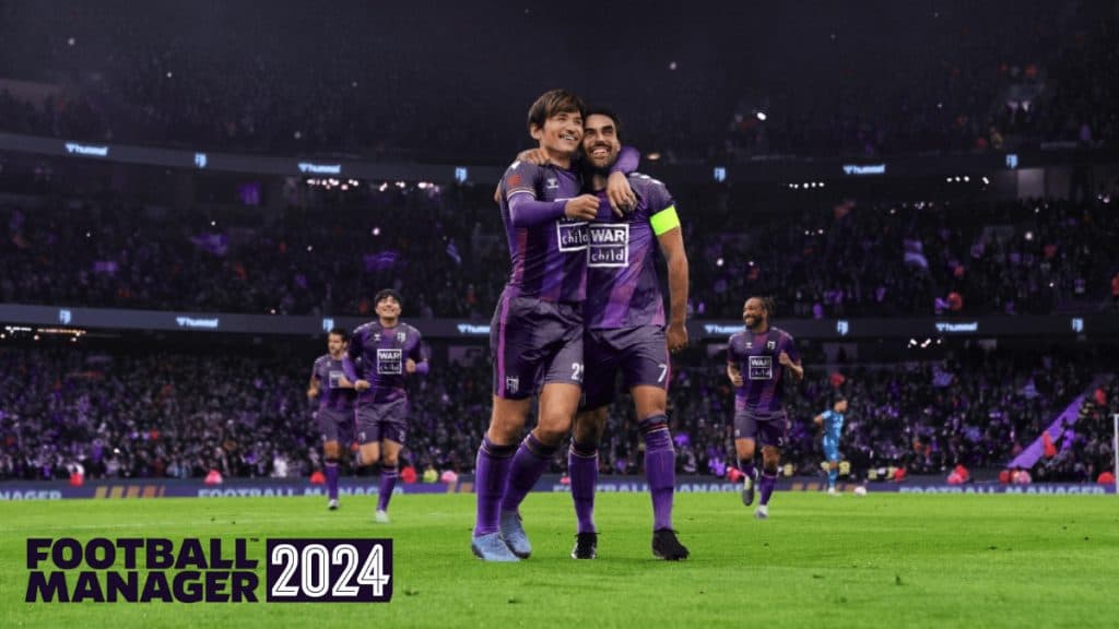 Jugadores celebrando en Football Manager 2024