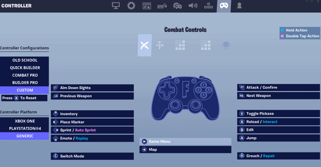 Configuración del controlador Fortnite