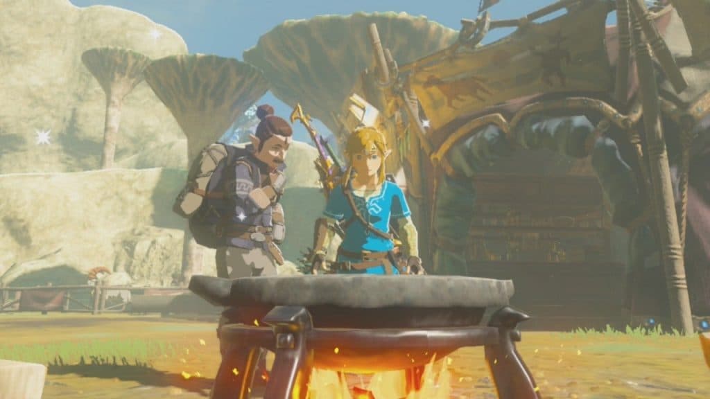 Link parado frente a una olla en Zelda Breath of the Wild