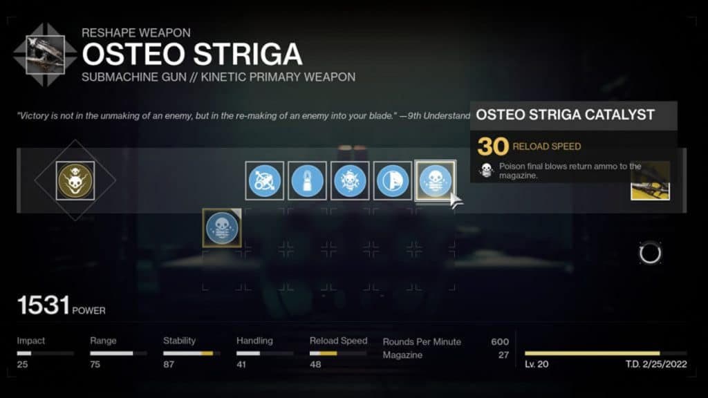 Elaboración de Osteo Striga en Destiny 2