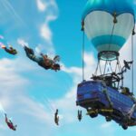 fortnite players jumping out of the battle bus