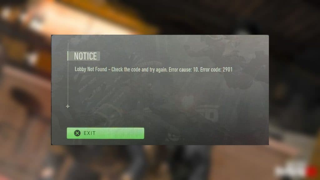 Código de error MW3 2901