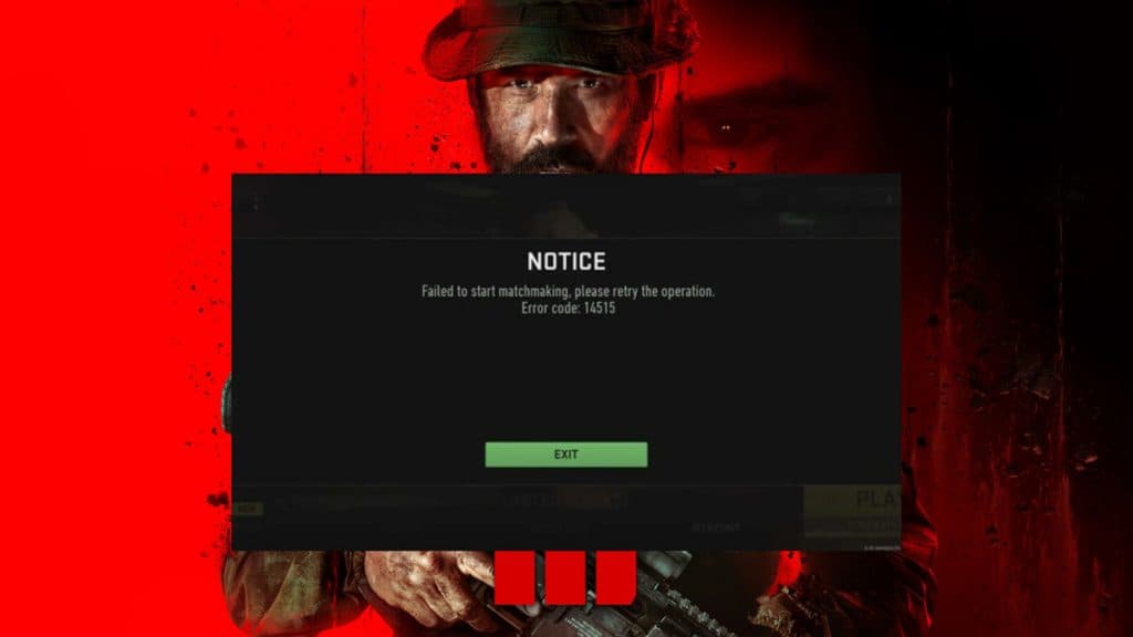 Código de error 14515 MW3