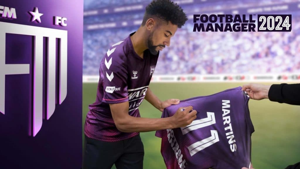 Arte clave de Football Manger 2024 del jugador firmando una camiseta