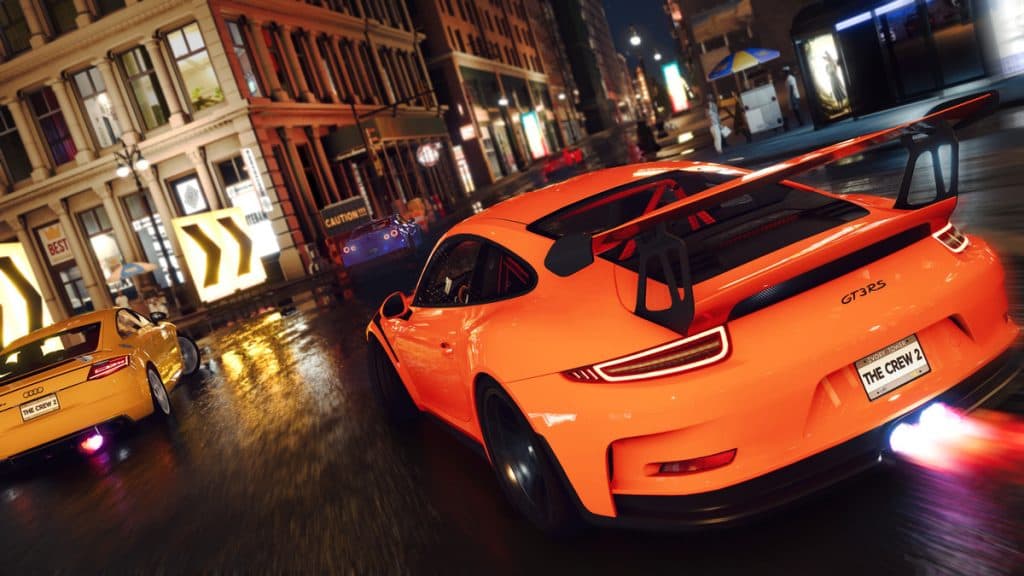 The Crew 2 GT3RS corriendo de noche