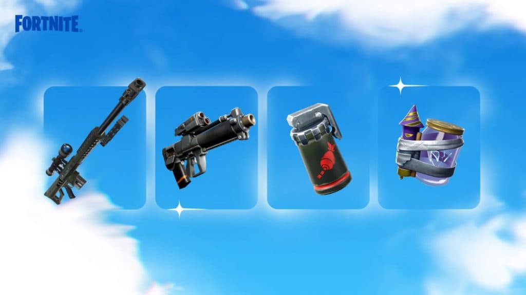 Armas Fortnite Temporada 9 y X en la Temporada OG.