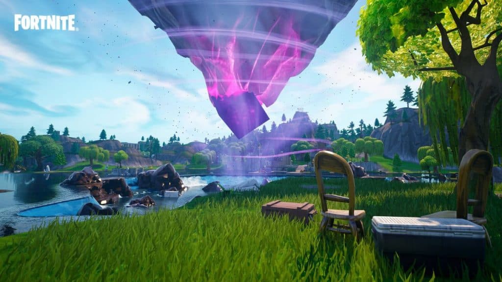 Cubo sobre Loot Lake en Fortnite OG Capítulo 1 Temporada 6