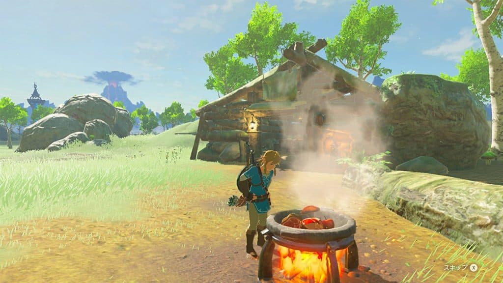 Link mirando una olla en Zelda Breath of the Wild