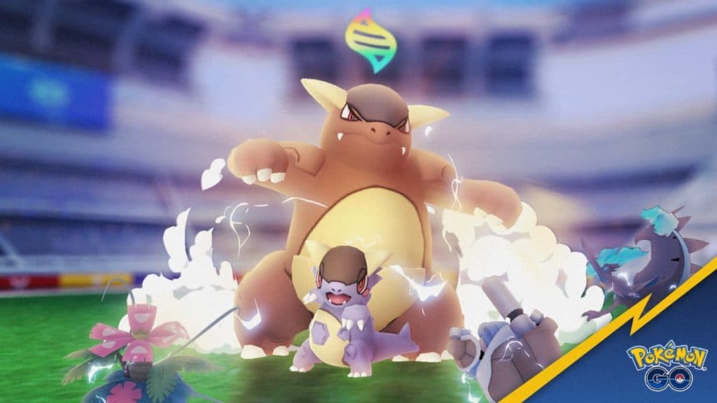 pokemon go gen 1 mega kangaskhan junto con los entrantes