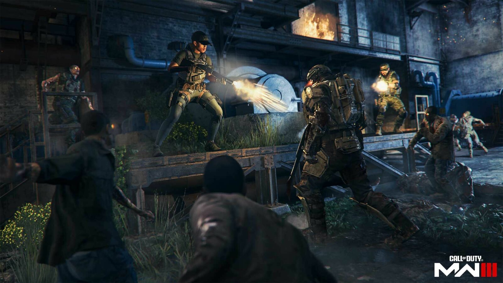 Operators fighting zombies during act missions in MW3 Zombies