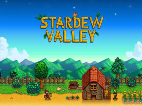 Stardew Valley thumbnail featuring a barn with characters, animals and plants beside it and the game