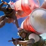 The Finals characters jumping over barrels