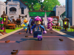 LEGO Fortnite characters in their village