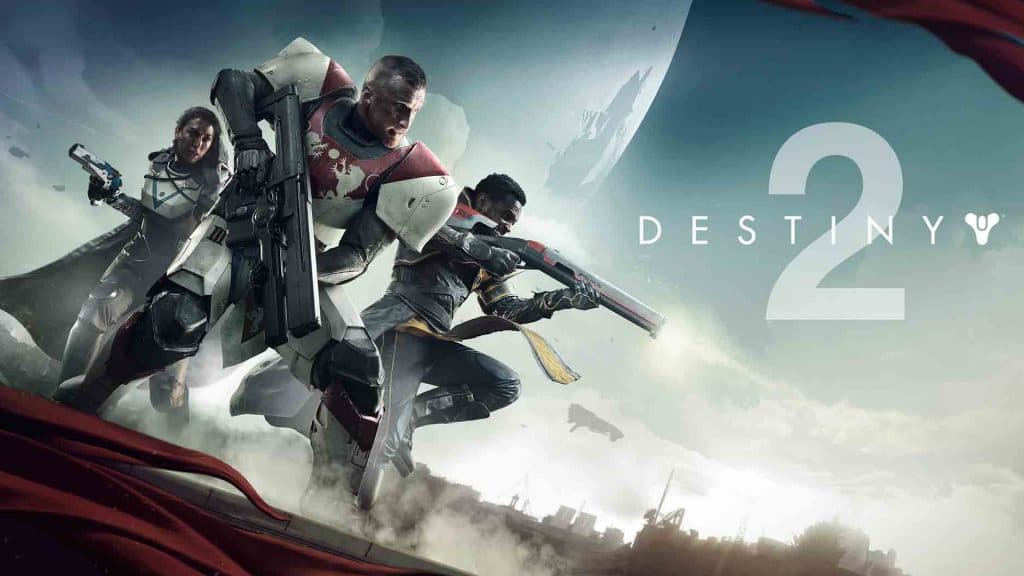 3 personajes de Destiny 2 con arma en el arte clave oficial del juego.