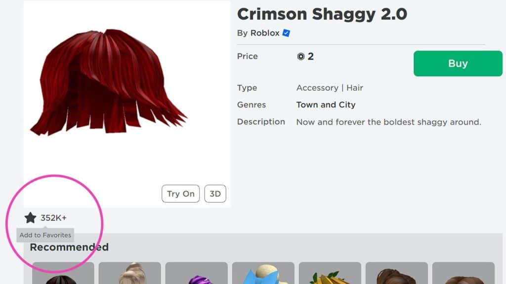 La gorra Crimson Shaggy se agrega a los favoritos de Roblox