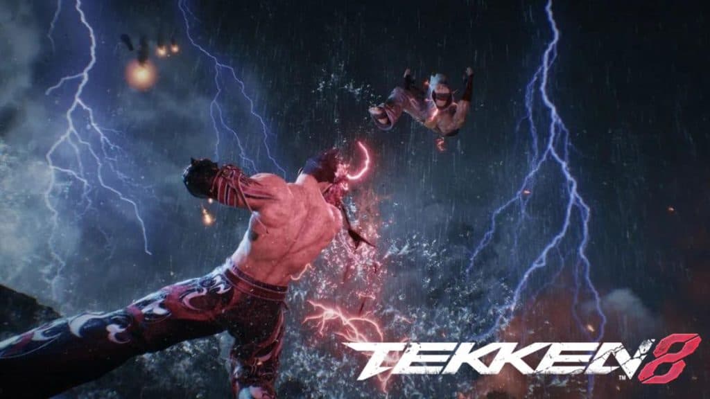 tekken 8 jin luchando contra kazuya